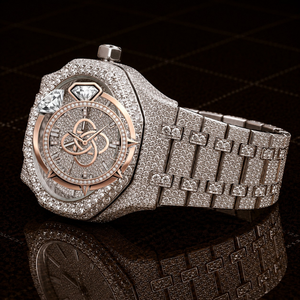 Reloj de Lujo Personalizado con Moissanita para Hombre, Reloj de Pulsera de Cuarzo de Acero Inoxidable con Diamantes - Product Image 2