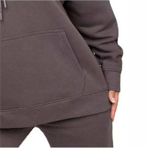 Sweat-shirt à capuche oversize pour femme, couleur unie, en polaire, à manches longues, décontracté, grande taille, respirant, en coton, pour l'automne - Product Image 5