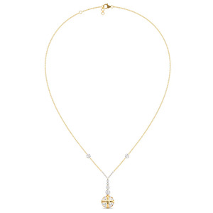 Royal Cross Drop Diamond <b>Necklace</b> with Graduated Sparkle Stations and Circular <b>Statement</b> Pendant - Product Image 3