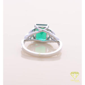 Emerald Cut Green Moissanite Diamond <b>Celtic</b> Knot Engagement <b>Ring</b> White Gold Vintage Wedding <b>Ring</b> for Women - Product Image 2