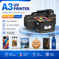 Impresora UV Plana A3 4030 A43 de Escritorio para Carcasas de Teléfono, Acrílico, Madera, Metal, Cuero, Tubos, Automática, Multicolor, para Pequeñas Empresas
