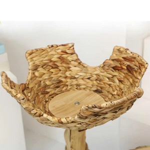 Luxury Solid Wood Rattan Cat House & <b>Nest</b> with Grab Board and Climbing Frame Christmas Edition for Cats and Dogs - Product Image 2