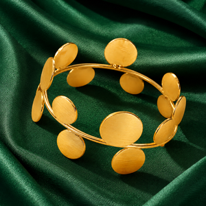 Brazalete de Latón Chapado en Oro, Estilo Vintage, Unisex, Brazalete Abierto con Disco Ovalado, Certificado, para Bodas, a la Moda - Product Image 6