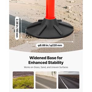 Confezione da 2 Pali Delimitatori Stradali Resistenti da 34 Pollici con Strisce Riflettenti, Catena e Base Appesantita, Tipo Dissuasore, Cono di Sicurezza Stradale - Product Image 3
