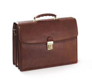 Minimalistic Brown Leather <b>Jewelry</b> <b>Storage</b> Bag Rectangular Shape with Handle Hinged Design One Layer Organizer - Product Image 1
