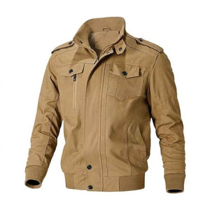 Chaqueta Bomber de Lona para Hombre, Cuello Redondo, Cierre de Cremallera, Estilo Formal, Color Sólido, Transpirable, Recubierta de Poliéster/Algodón, para Primavera - Product Image 5