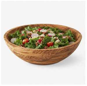 Tazón para Ensalada de Madera de Olivo Hecho a Mano, Ecológico, Tazón Grande de Madera para Servir Frutas y Ensaladas, Vajilla Rústica de Grano Natural - Product Image 6