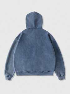 Sweat-shirt à capuche zippé pour homme style Grunge Punk, avec poches, délavé à l'acide, effet usé, pour l'automne - Product Image 2