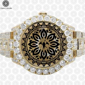 Charm Jewells Luxury Women's Yellow Gold <b>Diamond</b> <b>Watch</b> Round Analog Sapphire Crystal Folding Clasp 38mm Quartz Movement - Product Image 1