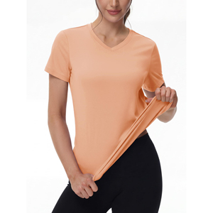 Camisetas de Moda al por Mayor para Mujer, Camisetas de Manga Corta con Cuello en V, Ropa Deportiva Transpirable para Gimnasio, Camisetas para Mujer - Product Image 3