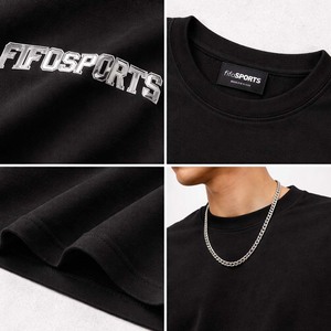 เสื้อยืดผู้ชายพิมพ์ลายกราฟิกโลโก้ตามสั่ง สีดำ ผ้าฝ้าย พิมพ์ลายด้านหลัง สไตล์สตรีทแวร์ แขนสั้น - Product Image 6