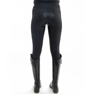 Culotte d'équitation taille haute pour femme, noire unie, coupe ajustée, avec grip intégral sur le siège - Product Image 2