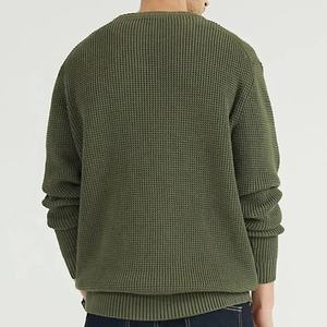 100% Cotton Winter Men's Crewneck Double-Layer Collar Pullover Sweater Embroidered Fleece Regular Fit Long Sleeves Eco-Friendly - Product Image 3
