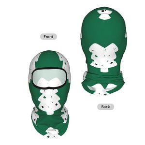 Unisex Green White Pixel Print Character <b>Balaclava</b> <b>Full</b> <b>Face</b> Mask Outdoor Breathable Waterproof Polyester Adult Size 15in/38cm - Product Image 1
