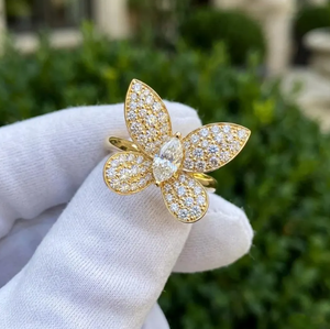 Anillo de Mariposa con Diamante Marquise Cultivado en Laboratorio Sparkledge Creation Luxury E VVS2, Chapado en Oro, Engaste Pavé, Anillo Elegante con Diseño Natural - Product Image 3