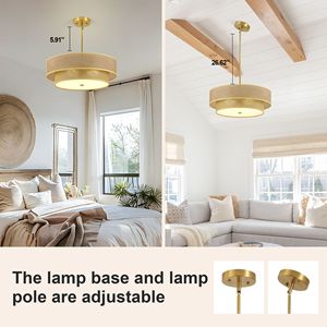 Lampadario a Soffitto Moderno Boho da 17,7 Pollici, Plafoniera Semi-Incasso in Rattan Intrecciato e Lino per Camera da Letto, Cucina, Sala da Pranzo - Product Image 5