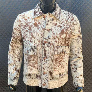 Men's Stylish Cowhide <b>Leather</b> <b>Jacket</b> with <b>Real</b> Hair Unique Cow Skin for Winter Riding for Outdoor Fashion Cowhide <b>Leather</b> <b>Jacket</b> - Product Image 1