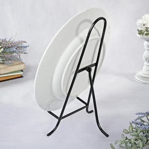 Black Wrought Iron <b>Plate</b> Holder <b>Rack</b> Display Stand for Decorative <b>Plates</b> Books Photo Frames Kitchen Counter Tabletop Easel - Product Image 6