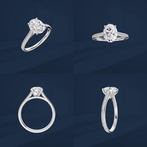 Bague de fiançailles solitaire en platine PT950 pour femme avec diamant ovale et diamants latéraux, style classique - Product Image 6