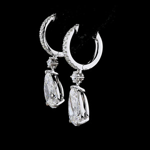 Pear Cut Lab Grown Diamond IGI Certified Drop Hoop <b>Earrings</b> Diamond Accents 10K/14K/18K Gold 925/935 <b>Silver</b> for <b>Wedding</b> Gift - Product Image 4