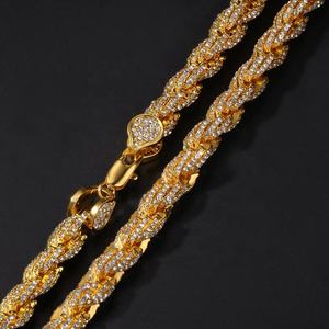 Iced Out Gold Plated Link <b>Chain</b> Necklace With Crystal Rhinestones Men's Hip Hop Jewelry 22K Finish Channel Setting Everyday Wear - Product Image 2