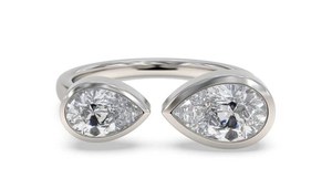 1.01CT Pear Cut Moissanite Gemstone Bypass Bezel Set Ring <b>For</b> Women's Original 925 Silver With Yellow Plated Fine <b>Gift</b> <b>For</b> <b>Her</b> - Product Image 4