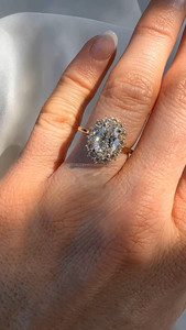 Oval Cut Diamond Side <b>Stone</b> Yellow Gold Ring for Women – Elegant Luxury Engagement, Wedding & Anniversary Statement Fine Jewelry - Product Image 2