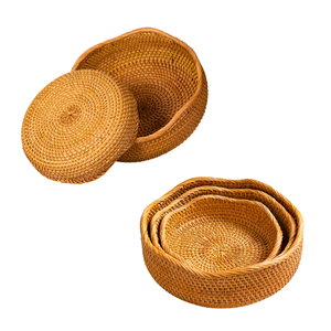 Premium Eco-friendly Handmade Wicker <b>BREAD</b> RATTAN <b>BASKET</b> / TRAY with Scallop Weaving Edge Natural Woven Storage <b>Basket</b> - Product Image 1