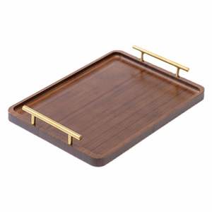 Bandeja de Servir de Madera Grabada, Hecha a Mano, Portátil, Estilo Europeo Americano Moderno, con Asa de Latón, para Hogar, Restaurante, Bar, Hotel, Boda - Product Image 5