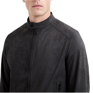 <b>Men's</b> Premium Slim-Fit XS Size Steel Color Sheepskin <b>Suede</b> Bomber <b>Jacket</b> Tanned Processing Leathertex Brand - Product Image 3