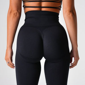 Leggings de yoga sans couture taille haute pour femme avec logo personnalisé, effet push-up fessier, pantalon d'entraînement froncé, contrôle du ventre, vêtements de sport actifs - Product Image 5