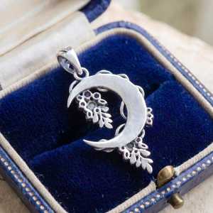 Pendentif Lune Vintage en Argent 925 Doré avec Améthyste, Motif Floral Glycine, Sertissage Clos, Charme pour Fiançailles, Bijou Unisexe pour Usage Quotidien - Product Image 6