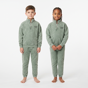 Conjunto Deportivo Unisex de Dos Piezas, Lavado Ácido, Cierre de Cremallera, Color Verde Salvia Sólido, Largo Completo, Alta Calidad, Venta al Por Mayor - Product Image 5