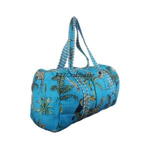 Sac de voyage vintage indien fait main en coton 100% pur matelassé avec fermeture ouverte pour les voyages et l'usage quotidien - Artisanat du Rajasthan - Product Image 3