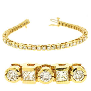 Bracelet tennis en or 18 carats avec diamants de laboratoire taille ronde et taille princesse - Product Image 2