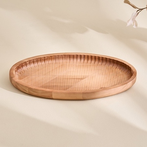 Bandeja decorativa de madera de lujo, OEM/ODM, bajo MOQ, precio de fábrica, venta al por mayor, suministro a granel, plato ovalado tallado a mano - Product Image 2
