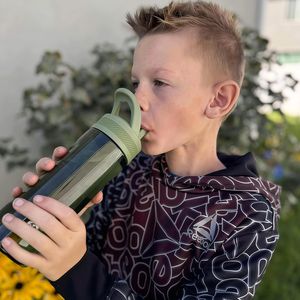Borraccia Verde Militare in Tritan Senza BPA con Cannuccia, Design Anti-Perdita per Casa, Scuola, Viaggi, Promozione Articoli per Bere - Product Image 2
