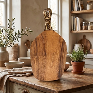 Tabla de Madera Suar de Grado Alimenticio con Incrustaciones de Bambú y Cáscara de Coco, Bandeja para Servir Hecha a Mano, Artesanía de Bali, Utensilios de Cocina, Decoración del Hogar - Product Image 3