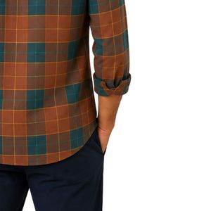 Chemise à carreaux marron rouille et turquoise à manches longues pour homme, personnalisable avec logo, boutonnée, en coton, décontractée, vente en gros, fabricant de vêtements - Product Image 6