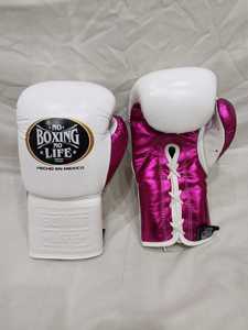 No Boxing No Life Ensemble d'entraînement et de sparring de boxe pour femmes et filles, comprenant des gants de boxe rose et blanc, un protège-tête et un protège-guêtres - Product Image 3