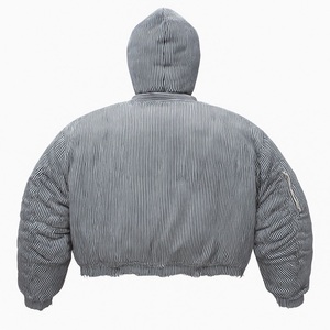 <b>Women</b> Striped Hooded Puffer <b>Jacket</b> Short Cropped Quilted Outerwear <b>Spring</b> Autumn Summer Winter Regular Fit - Product Image 1