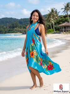 Paréo de plage léger en satin tissé premium à pois et imprimé floral, idéal pour garçons et filles, OEM ODM - Product Image 2