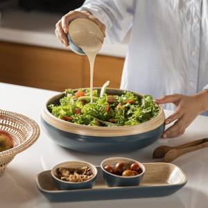 Bol à salade en bambou tressé à prix abordable pour ustensiles de cuisine, bols de service modernes personnalisés, vaisselle OEM/ODM fabriquée au Vietnam - Product Image 4