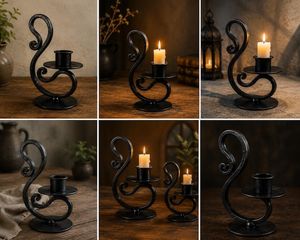 Candelabro de Hierro Forjado a Mano, Estilo Rústico, Decoración Gótica, Portavelas Metálico Resistente - Product Image 6