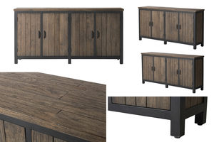 Commode Azora Orpi rustique moderne, buffet élégant en teck, finition mate, design industriel contemporain, armoire de rangement pour chambre à coucher - Product Image 5