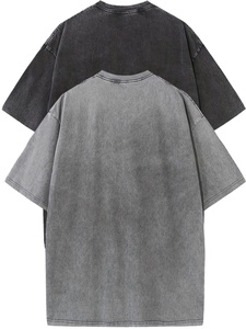 T-shirts pour hommes en coton peigné épais, vente en gros d'usine, haute qualité, logo personnalisé, style décontracté vintage à manches courtes, gris - Product Image 2