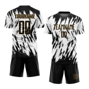 Uniforme de Fútbol Personalizado Sublimado en Blanco, Negro y Dorado Antiguo, Jersey de Fútbol de Primera Calidad, Transpirable - Product Image 2
