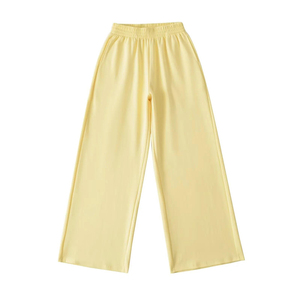 Pantalones anchos de punto para mujer, de color liso, con cintura elástica, ajuste holgado, informales, de longitud completa, transpirables para verano - Product Image 4