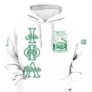 Sudadera con Capucha de la Hermandad Iota Phi Lambda, Blanca y Verde Esmeralda, Personalizada con el Capítulo 1929, Sudadera de Felpa para Mujer con Letras Griegas - Product Image 4
