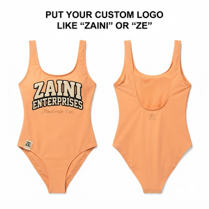 Women Bathing Suit Premium 250 GSM Nylon Spandex One Piece Swimwear High Stretch Custom Embroidered Logo Peach <b>Orange</b> Comfort - Product Image 1